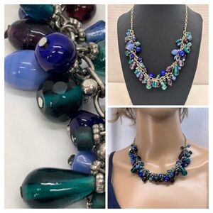 Vibrant Vintage Cha Cha Blue and Green Statement Necklace